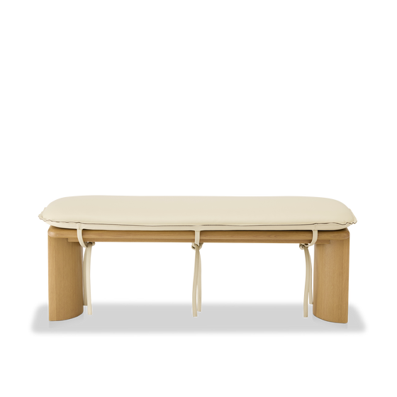 Liaison Bench With Cushion - [ Oak & Simpson Cream ]