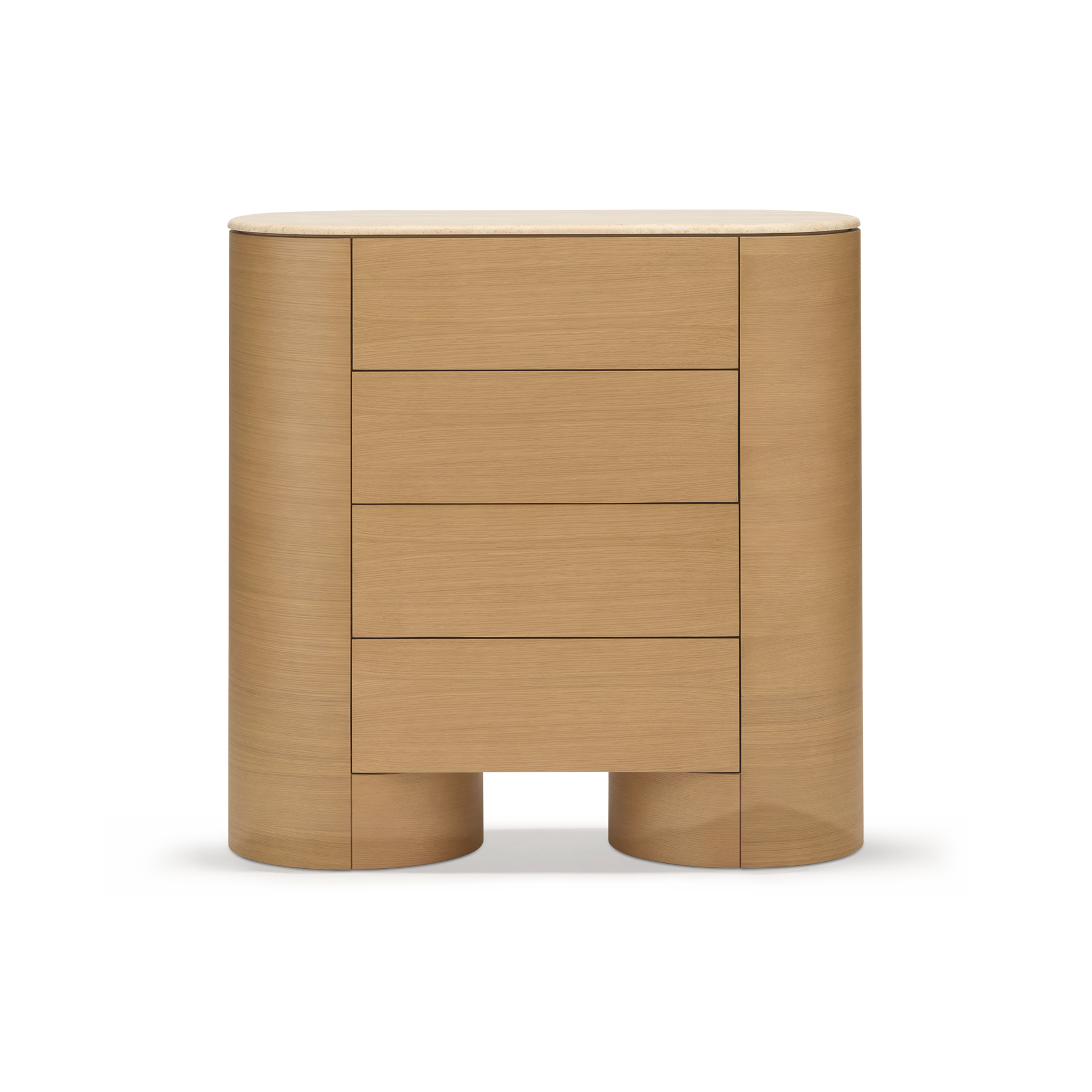 Fin 4 Drawer Tallboy - [ Oak & Travertine ]