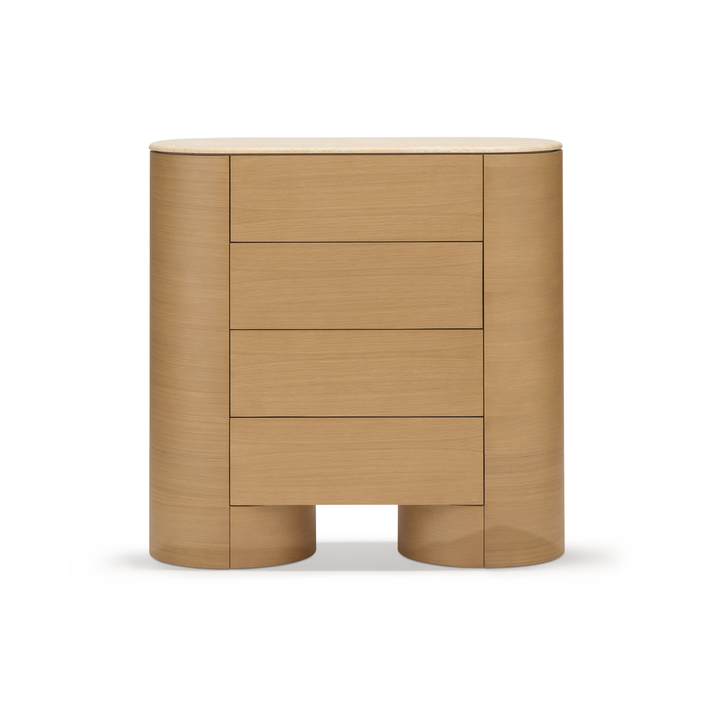 Fin 4 Drawer Tallboy - [ Oak & Travertine ]