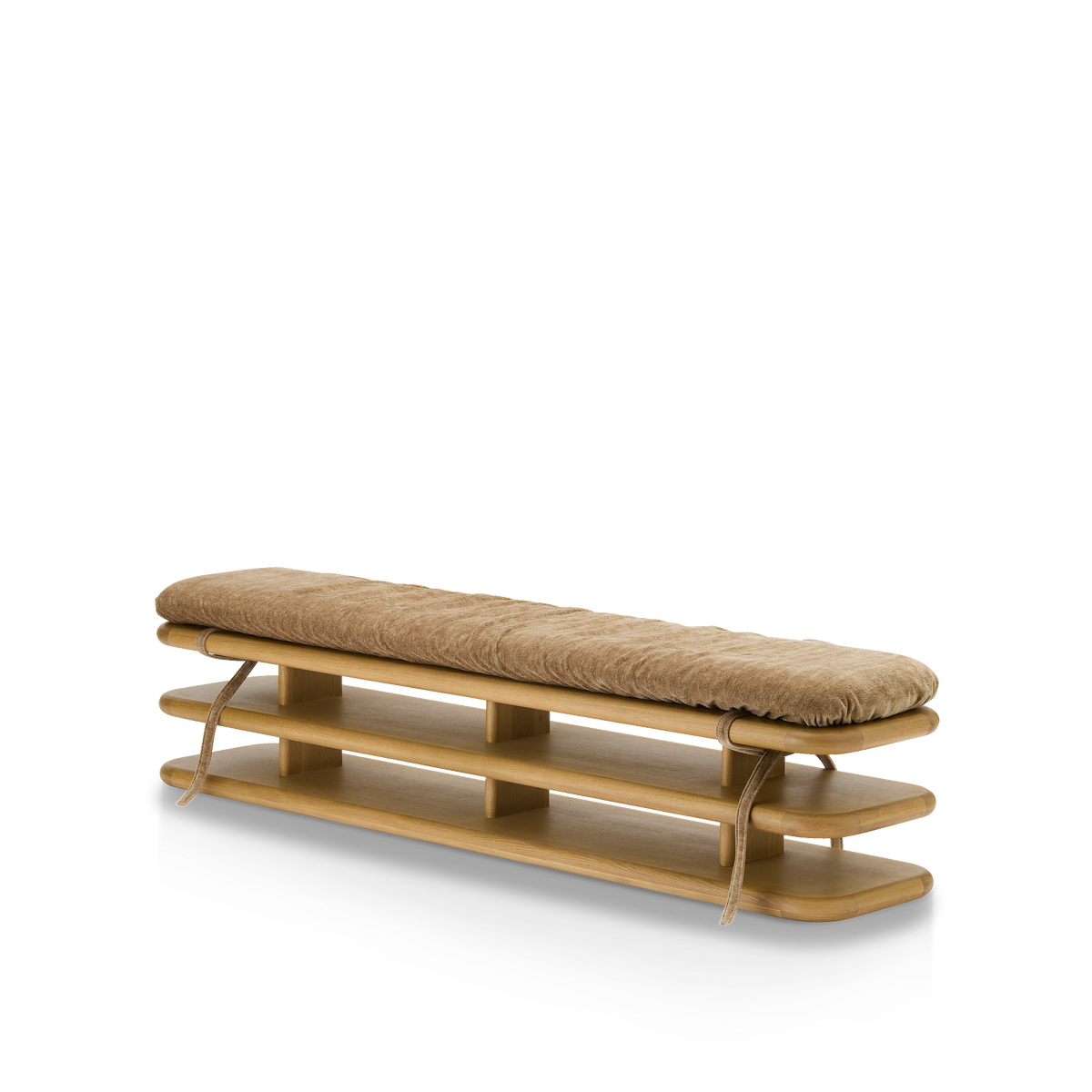 Plinto Bench with cushion - [ Oak & Amalfi Tabacco ]