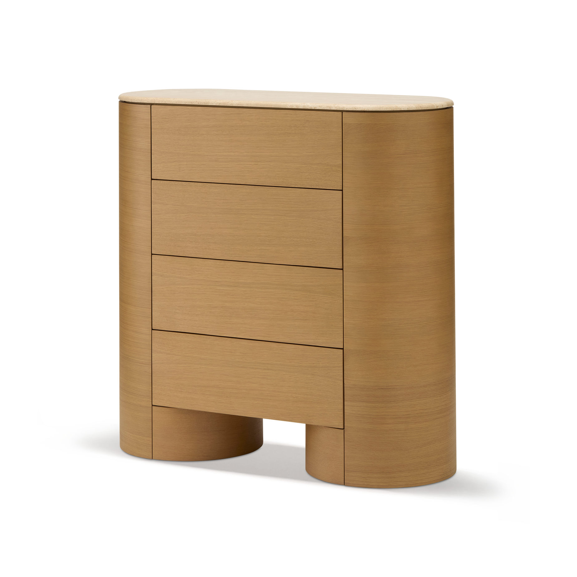 Fin 4 Drawer Tallboy - [ Oak & Travertine ]