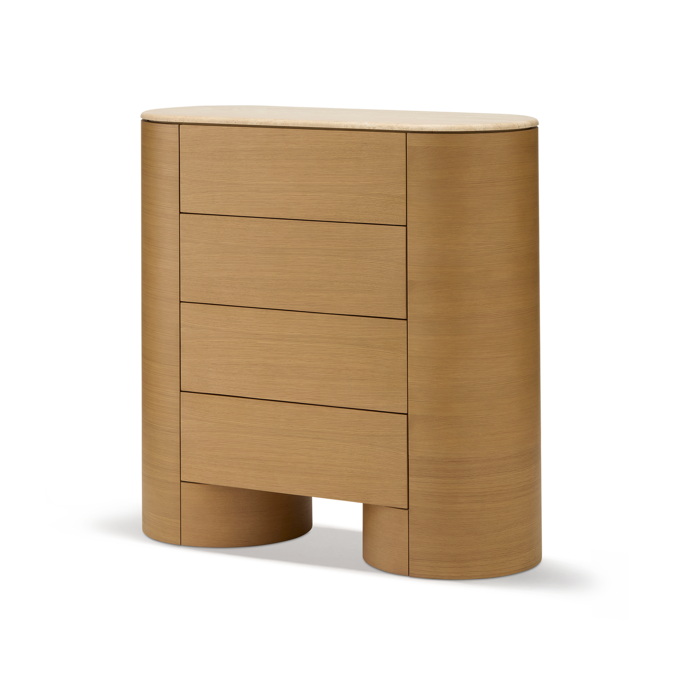 Fin 4 Drawer Tallboy - [ Oak & Travertine ]