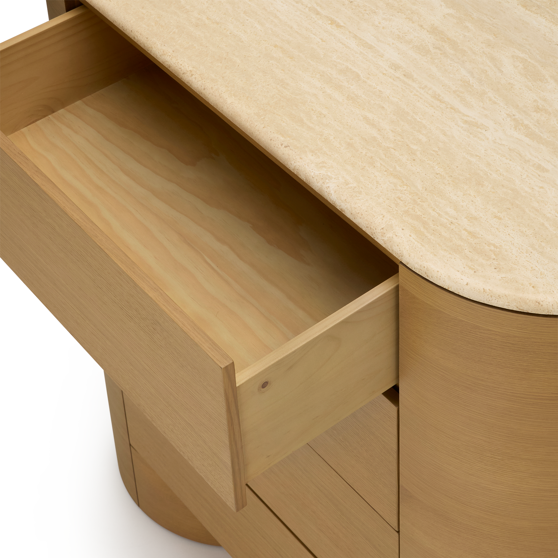 Fin 4 Drawer Tallboy - [ Oak & Travertine ]