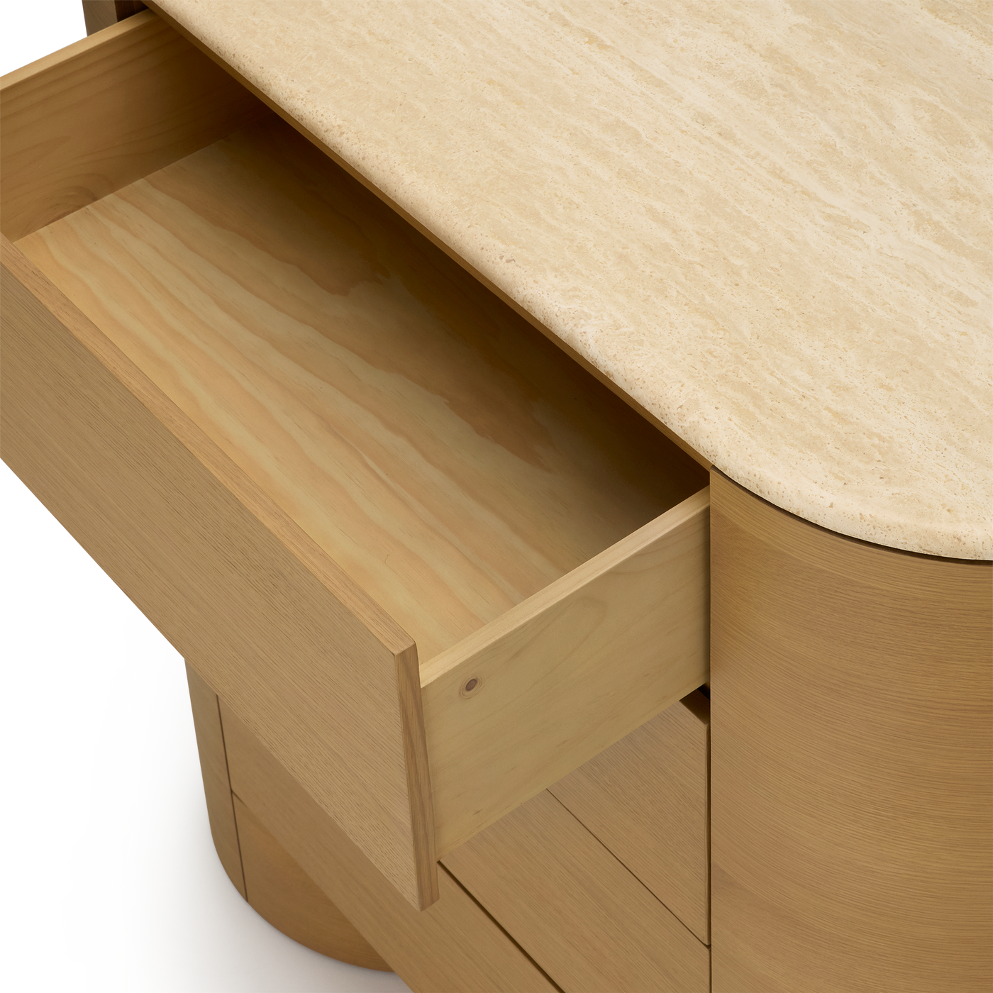 Fin 4 Drawer Tallboy - [ Oak & Travertine ]