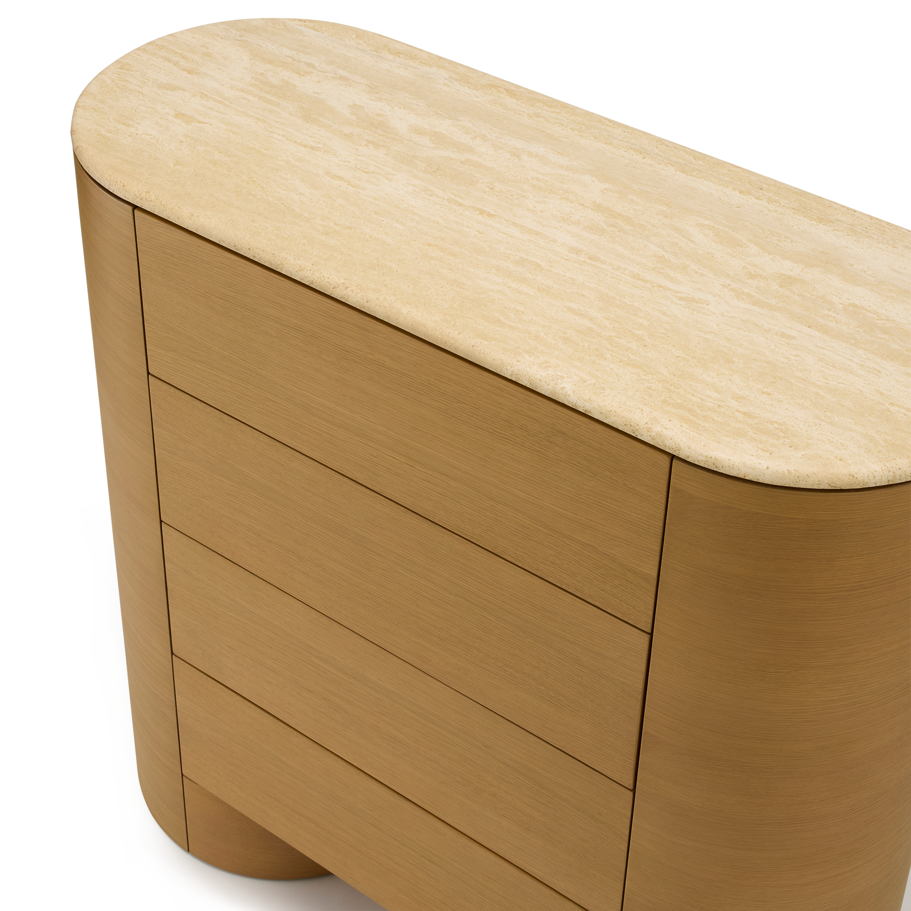 Fin 4 Drawer Tallboy - [ Oak & Travertine ]