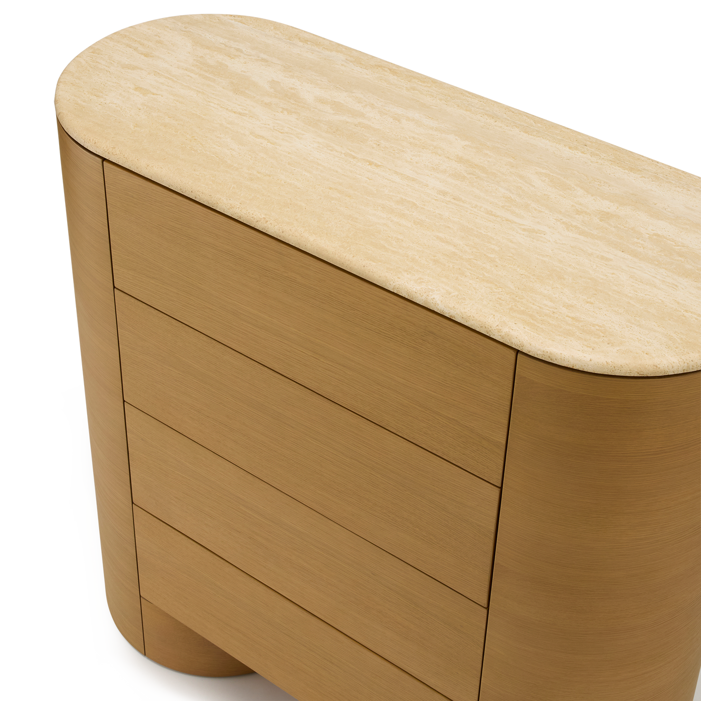 Fin 4 Drawer Tallboy - [ Oak & Travertine ]