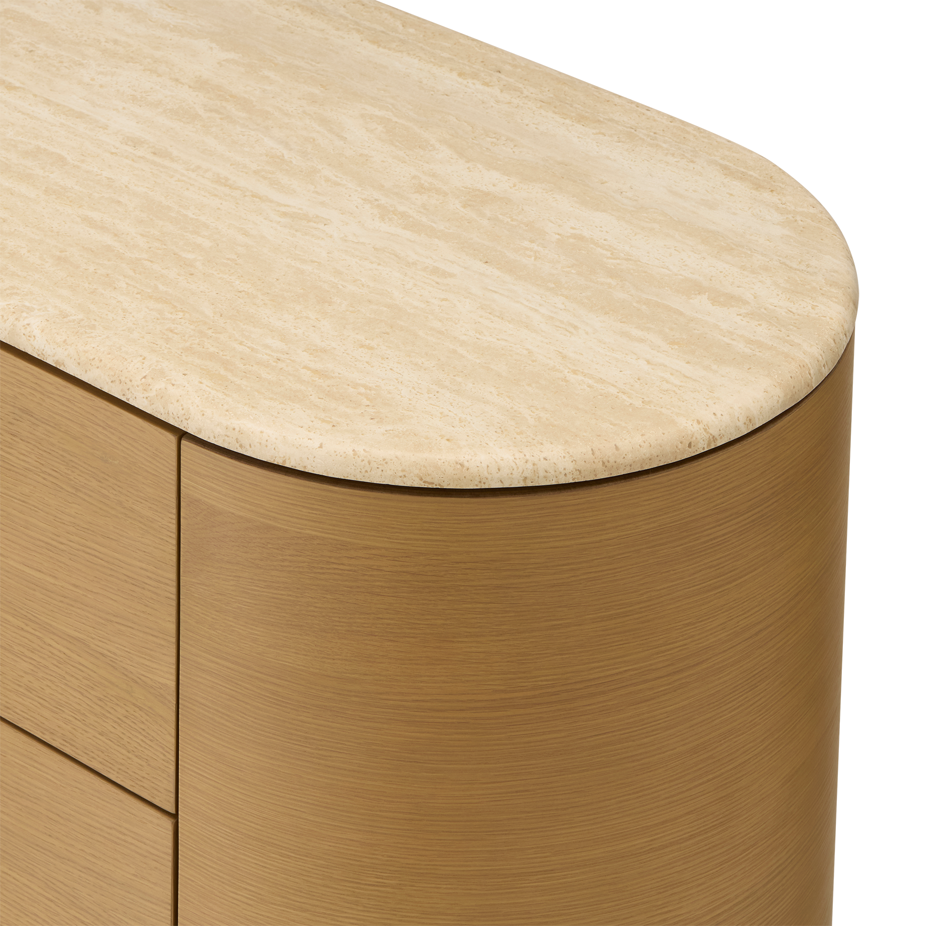 Fin 4 Drawer Tallboy - [ Oak & Travertine ]