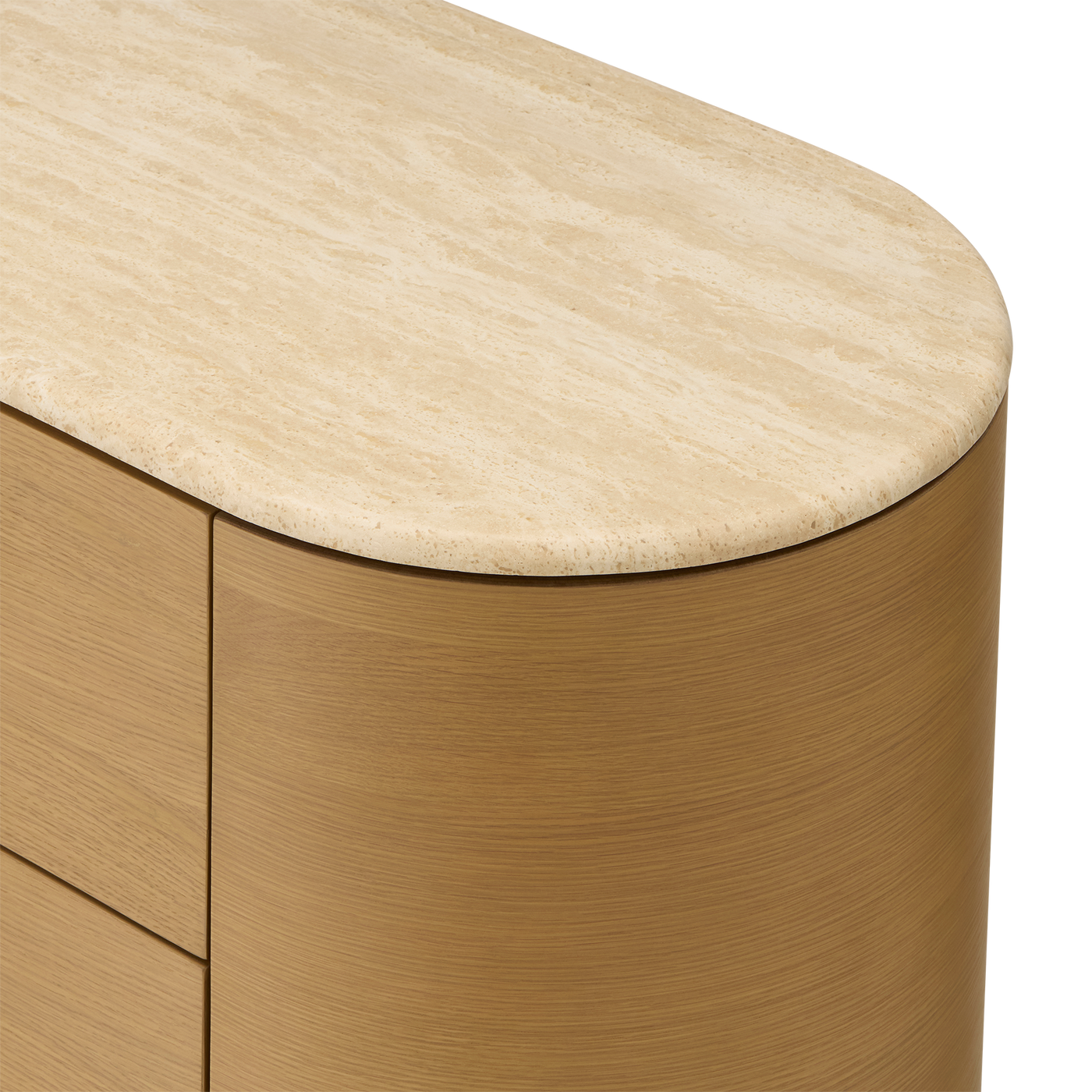 Fin 4 Drawer Tallboy - [ Oak & Travertine ]