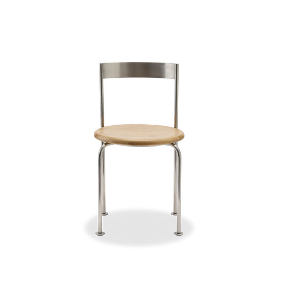 Wire Dining Chair - [ Stainless Steel & Oak ]