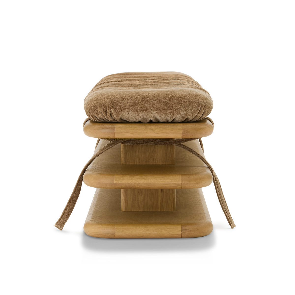 Plinto Bench with cushion - [ Oak & Amalfi Tabacco ]