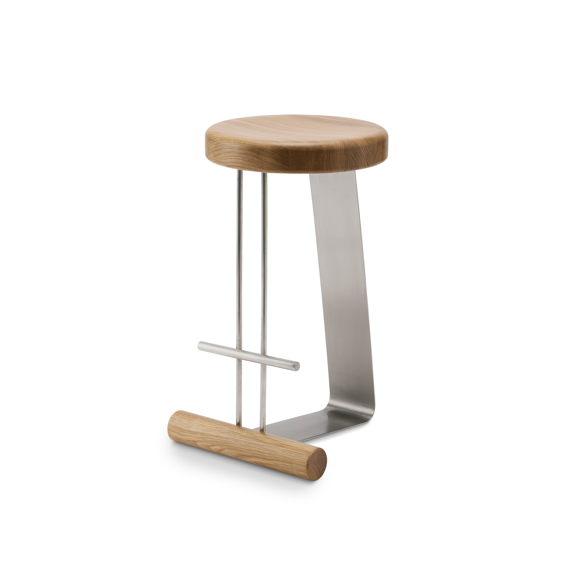 Curva Counter Stool - [ Stainless Steel & Oak ]