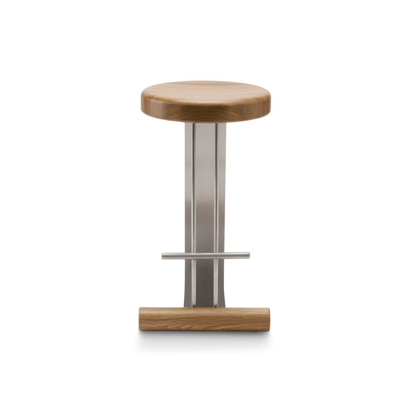 Curva Counter Stool - [ Stainless Steel & Oak ]