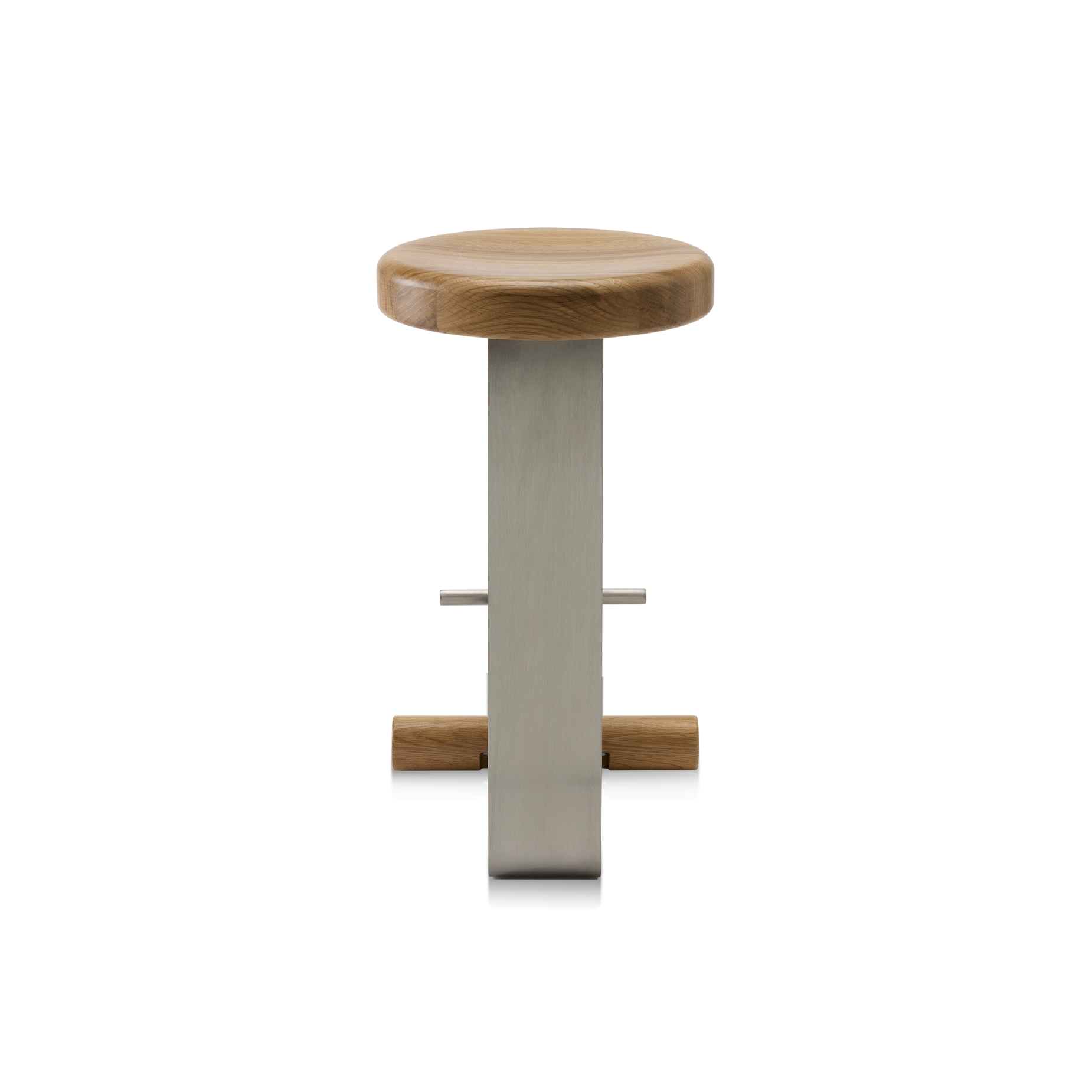 Curva Counter Stool - [ Stainless Steel & Oak ]
