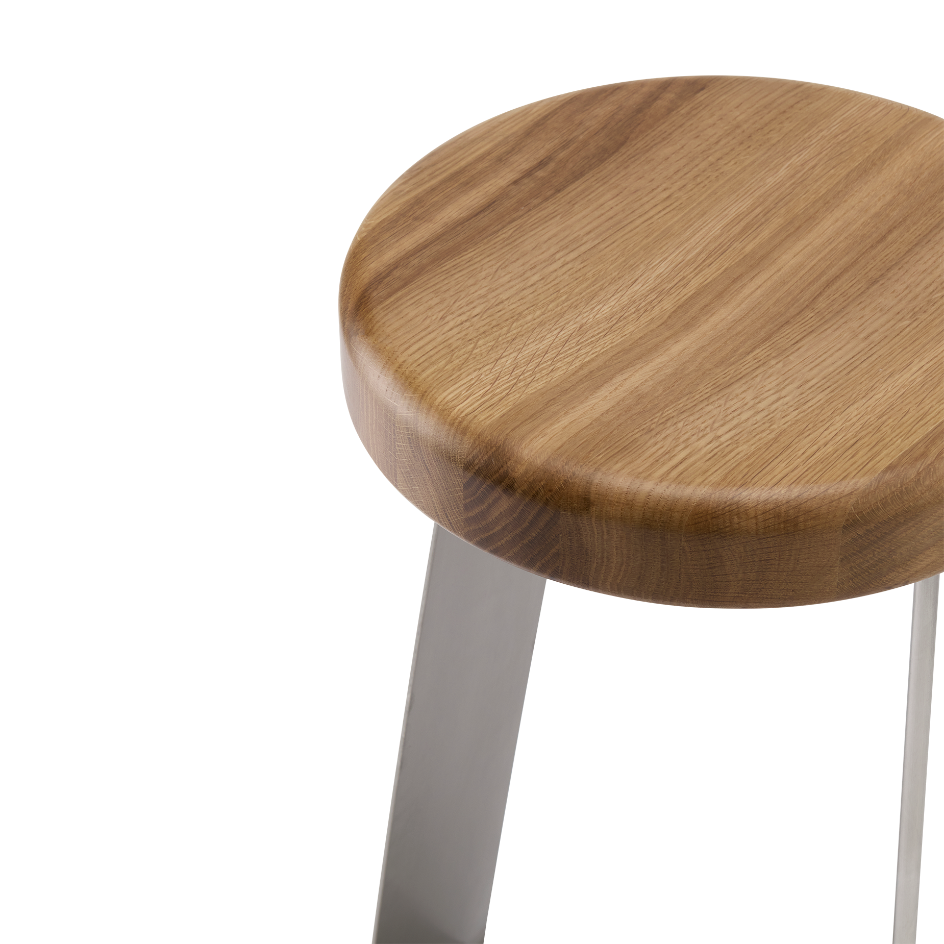 Curva Counter Stool - [ Stainless Steel & Oak ]