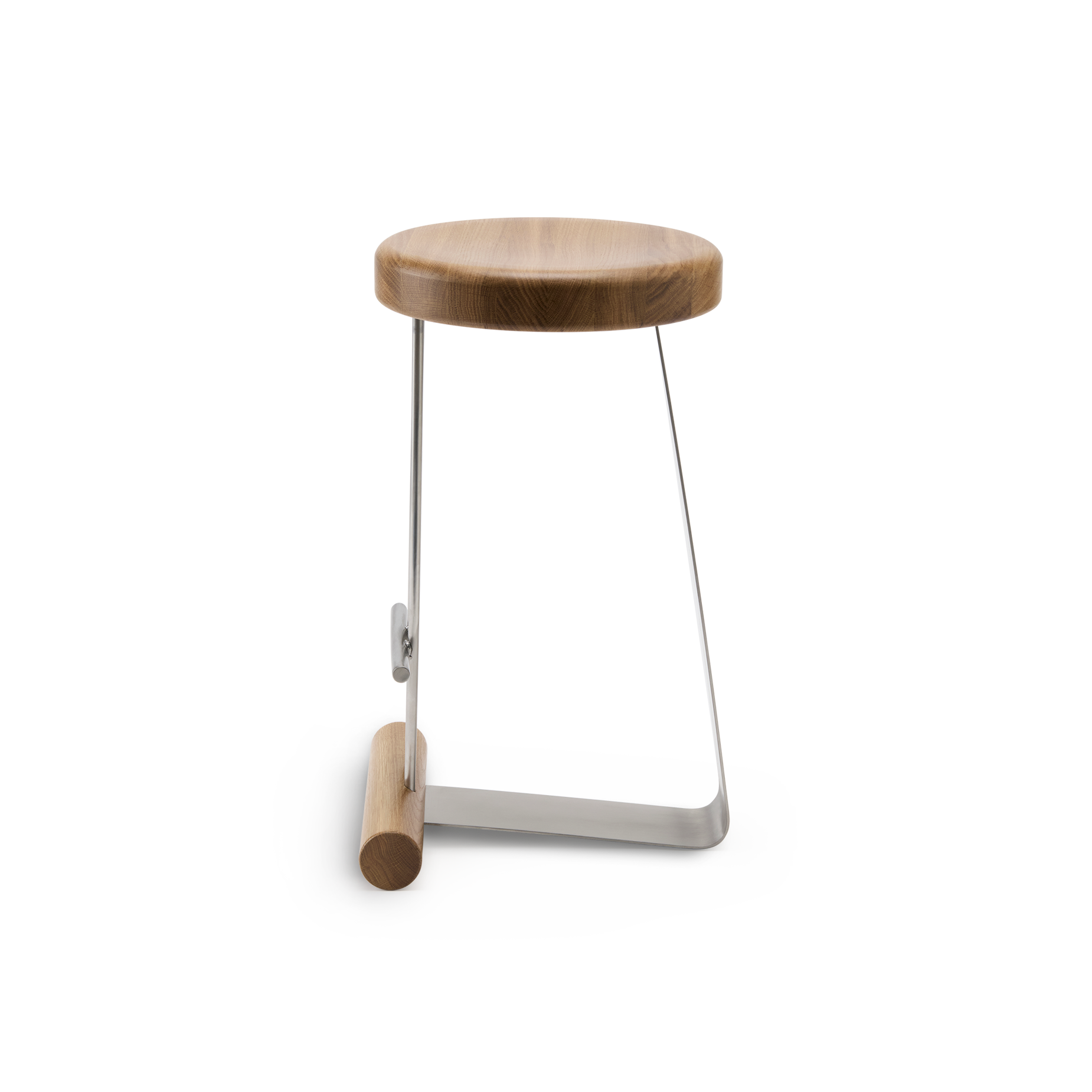 Curva Counter Stool - [ Stainless Steel & Oak ]