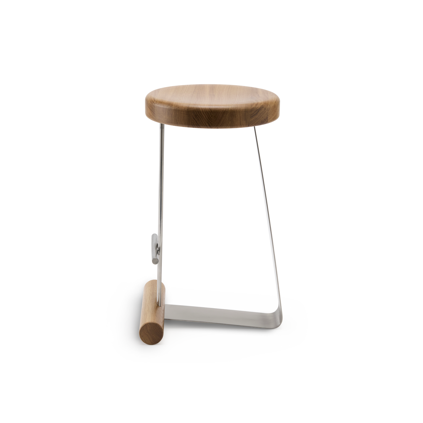 Curva Counter Stool - [ Stainless Steel & Oak ]