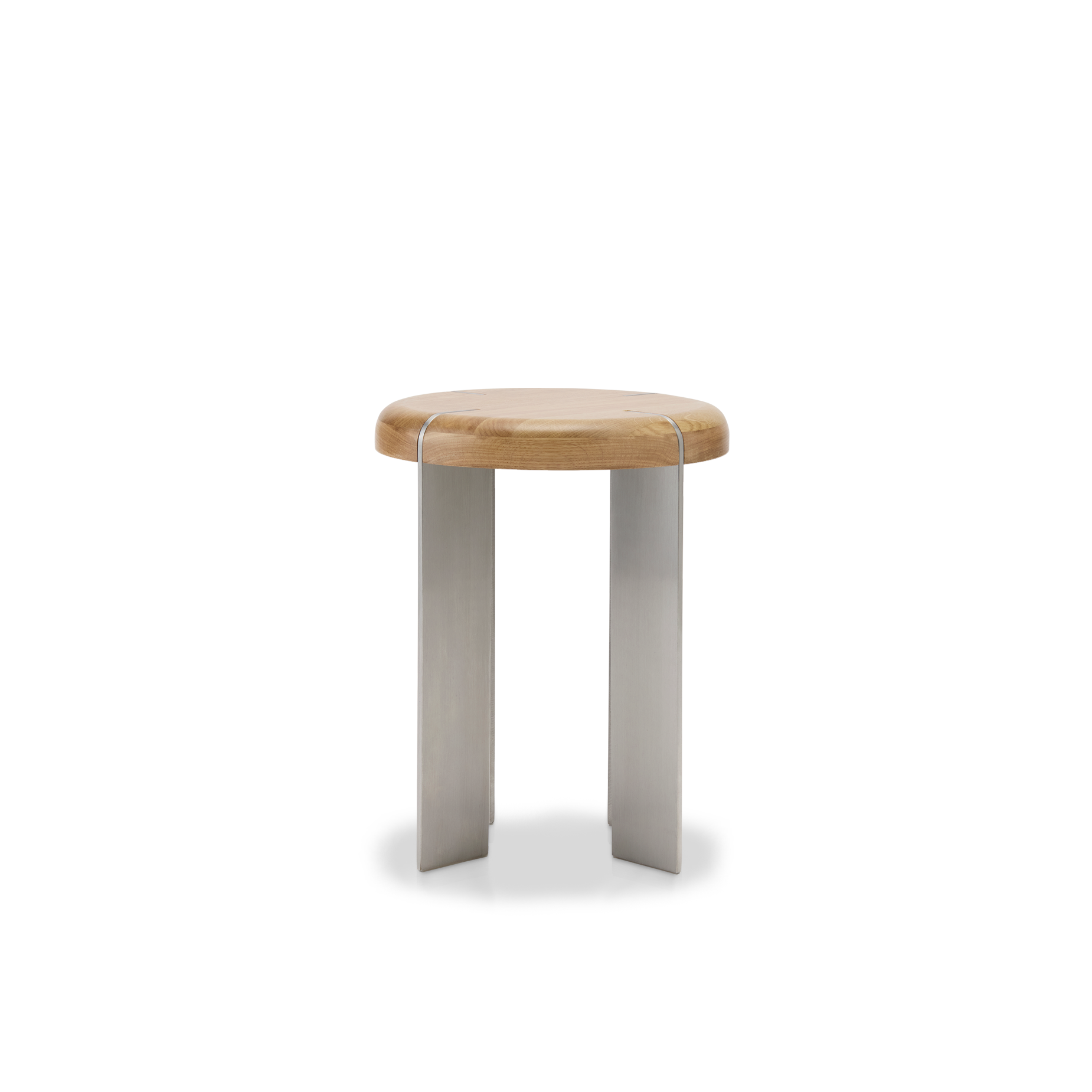 Etre Stainless Steel Occasional Table - [ Stainless Steel & Oak ]