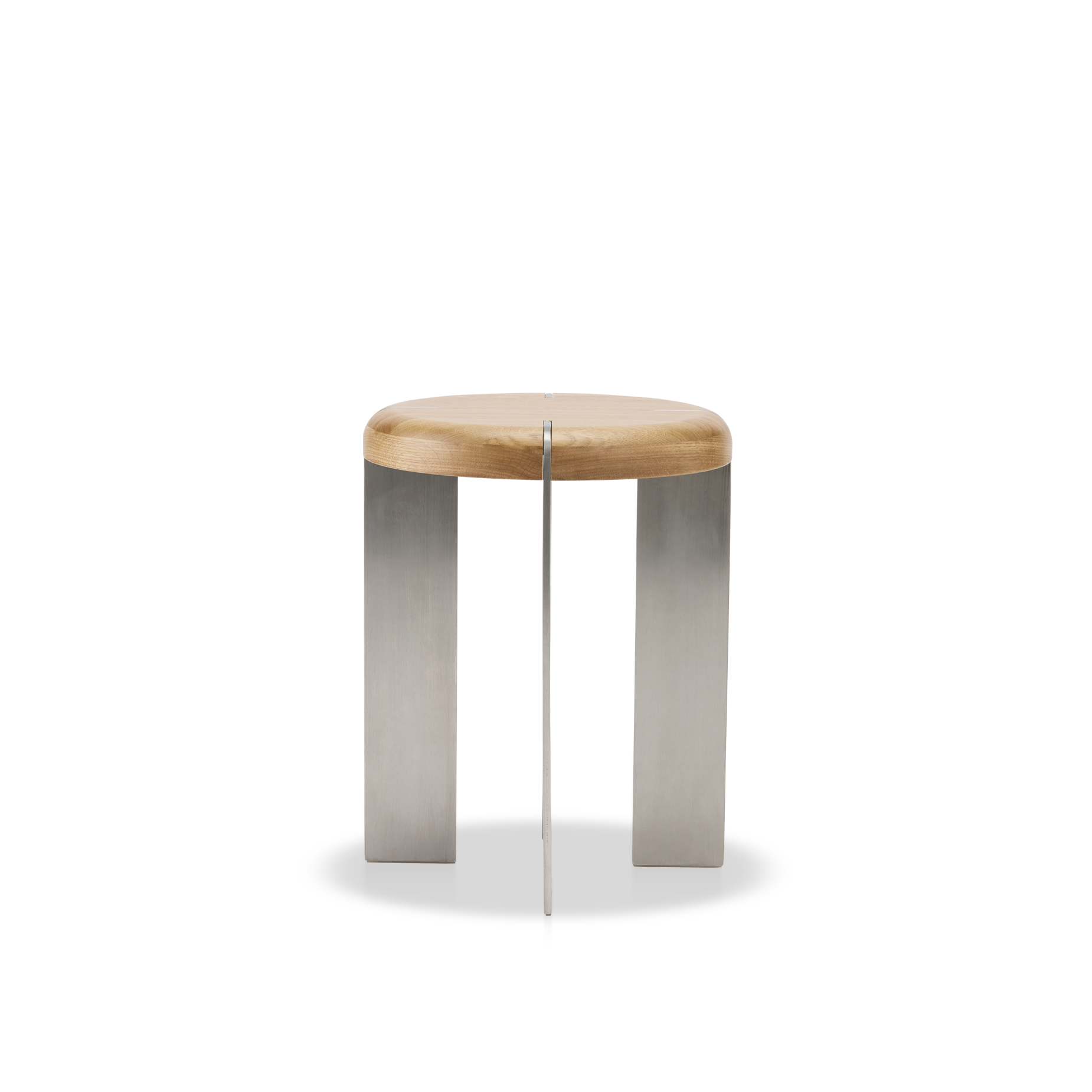 Etre Stainless Steel Occasional Table - [ Stainless Steel & Oak ]