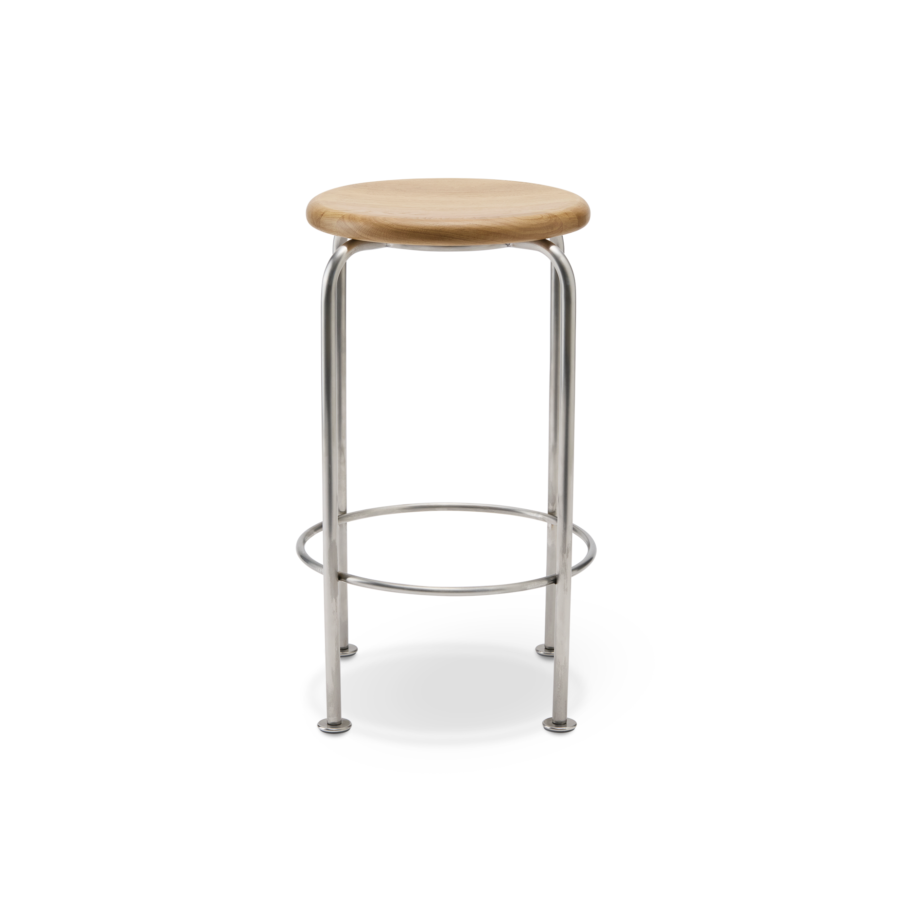 Wire Counter Stool - [ Stainless Steel & Oak ]