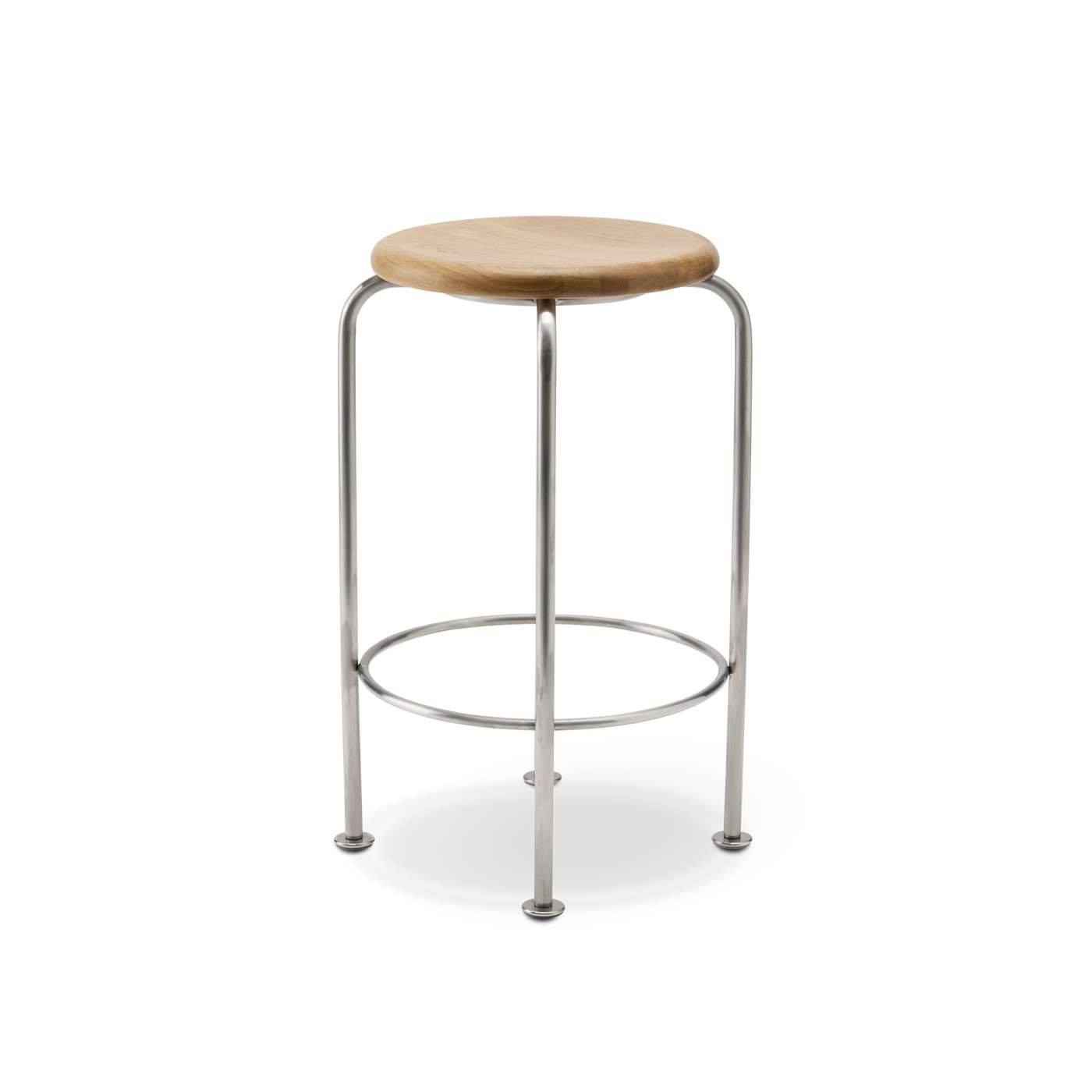Wire Counter Stool - [ Stainless Steel & Oak ]