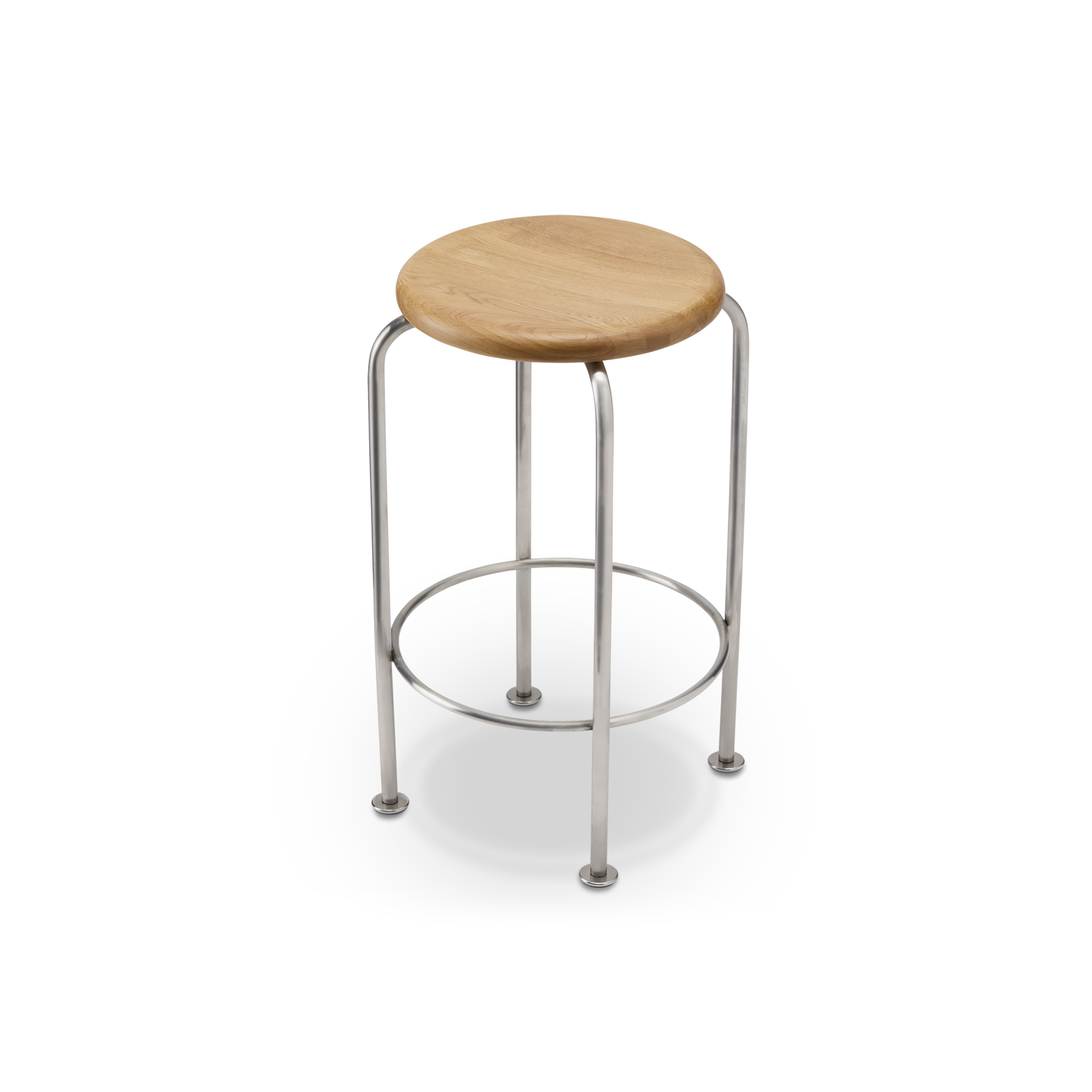 Wire Counter Stool - [ Stainless Steel & Oak ]