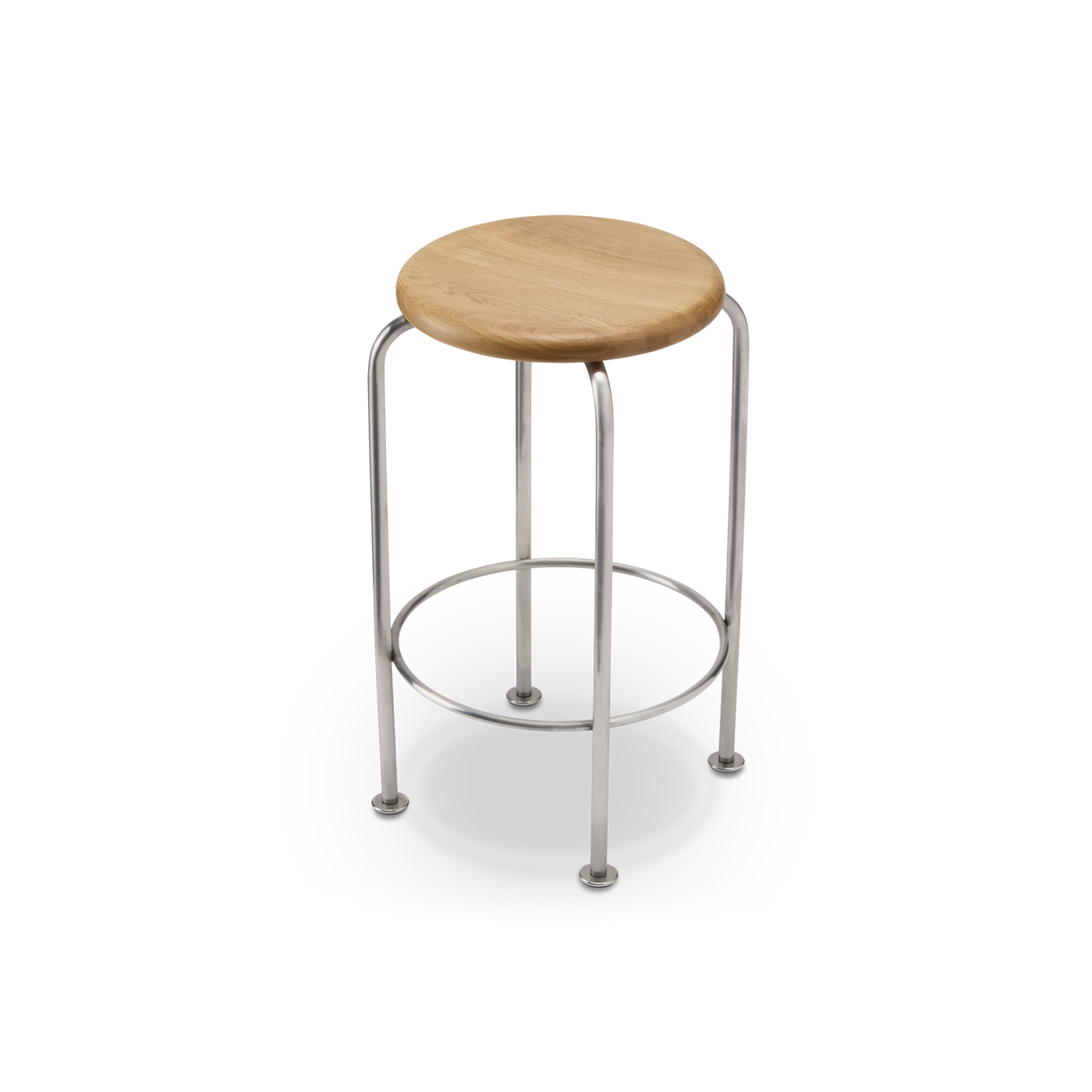 Wire Counter Stool - [ Stainless Steel & Oak ]
