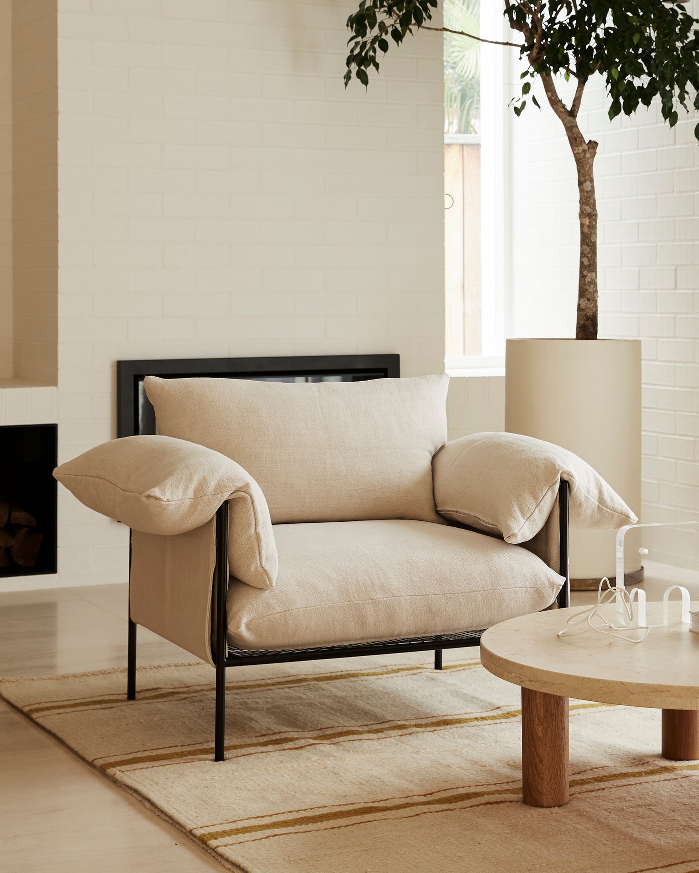 Alva Armchair Black Frame Byron Oyster ELLISON STUDIOS