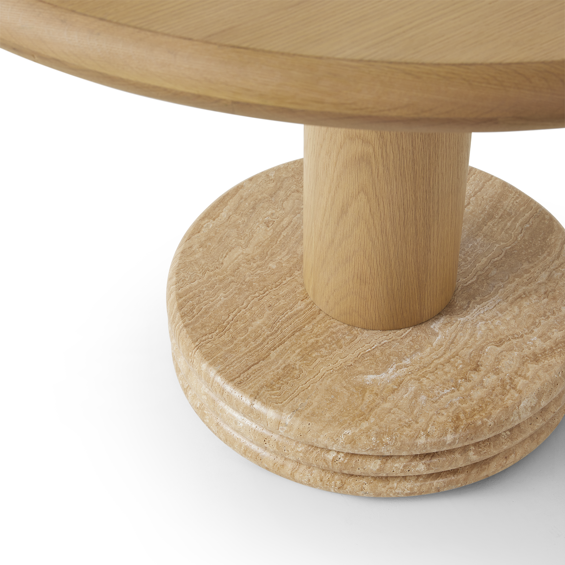 Bistro 105 Dining Table - [ Oak & Travertine ]