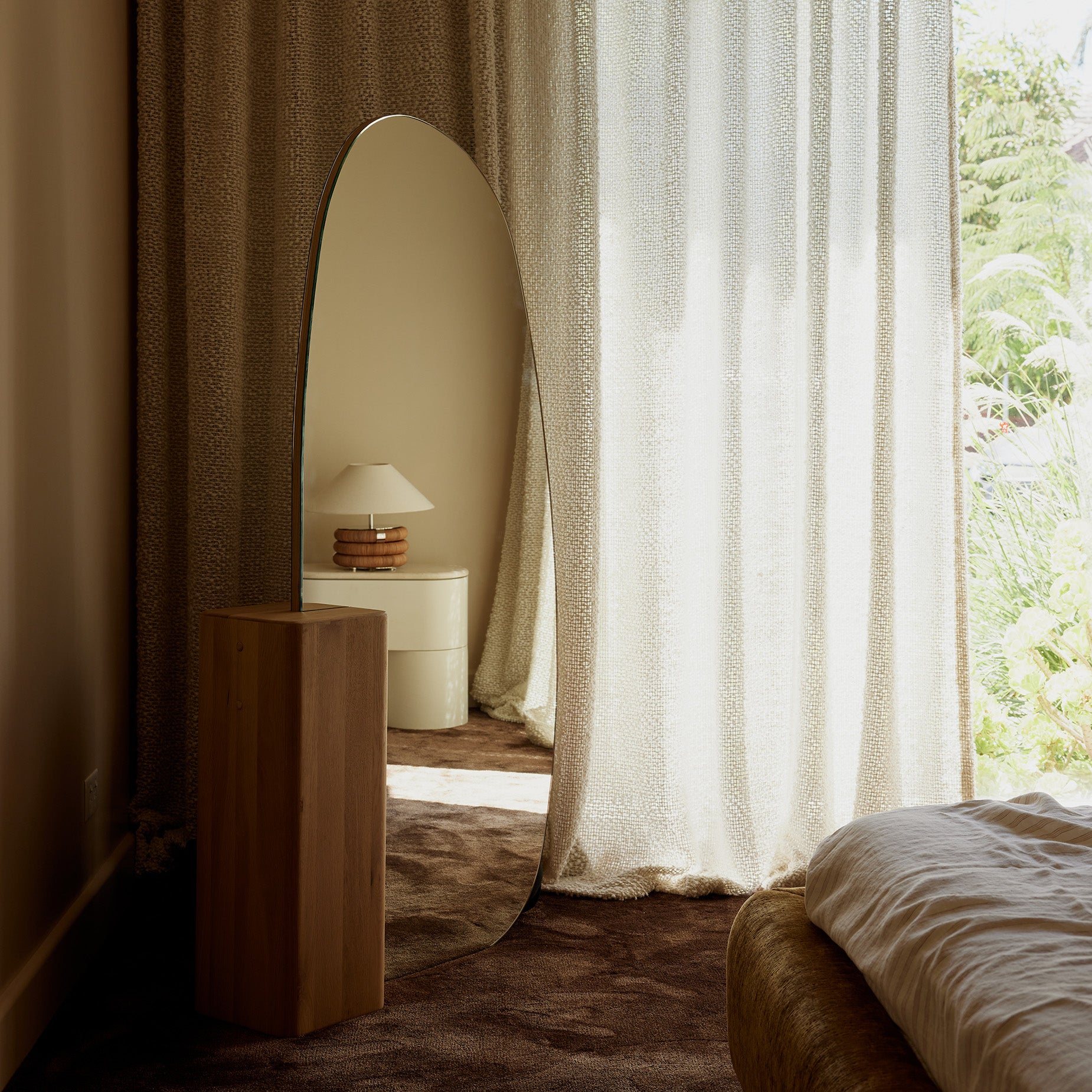 Block Floor Mirror - [ Oak ]