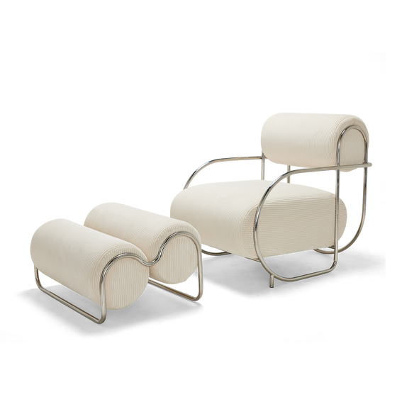 Chromeo Armchair & Ottoman - [ Sorrento Moon ]