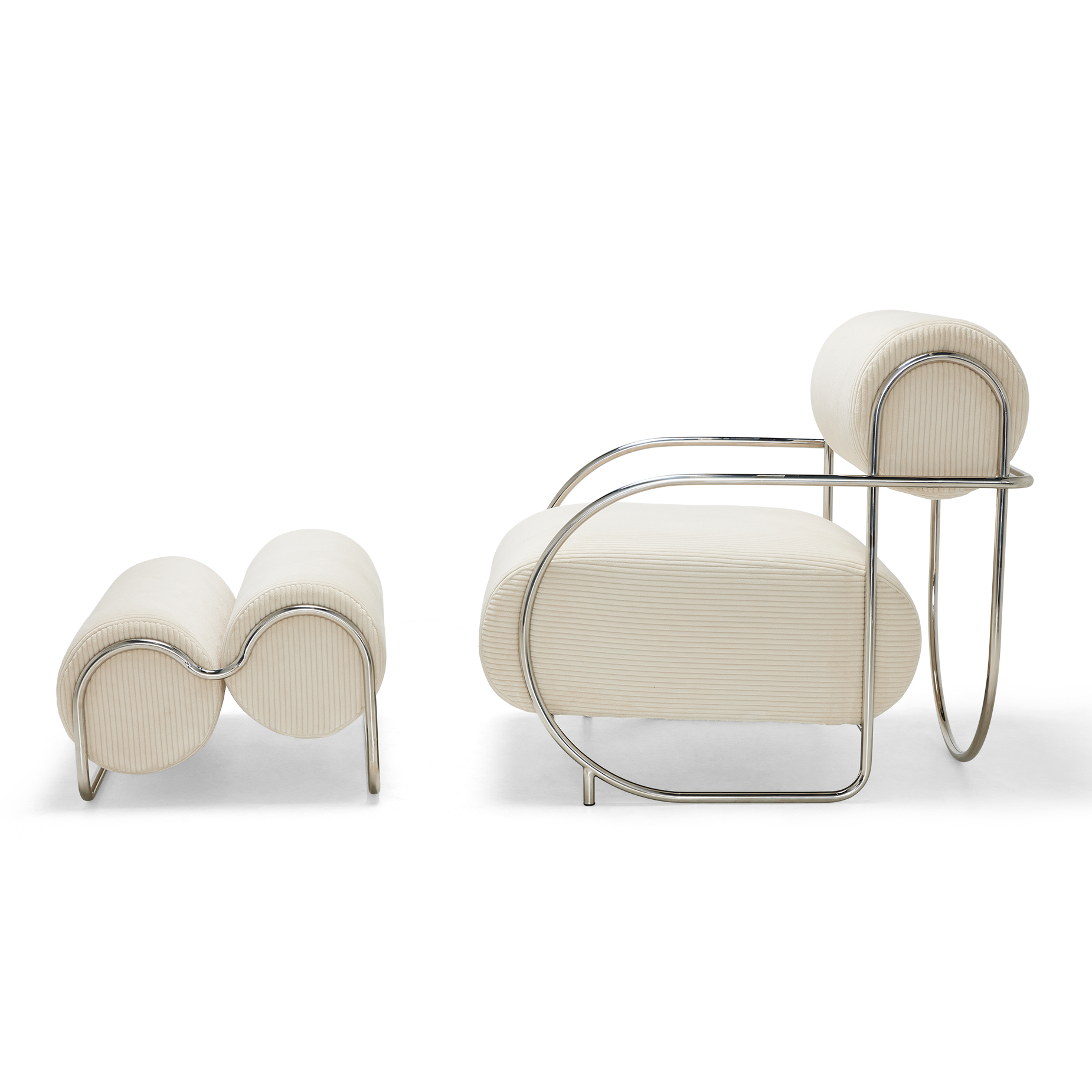 Chromeo Armchair & Ottoman - [ Sorrento Moon ]