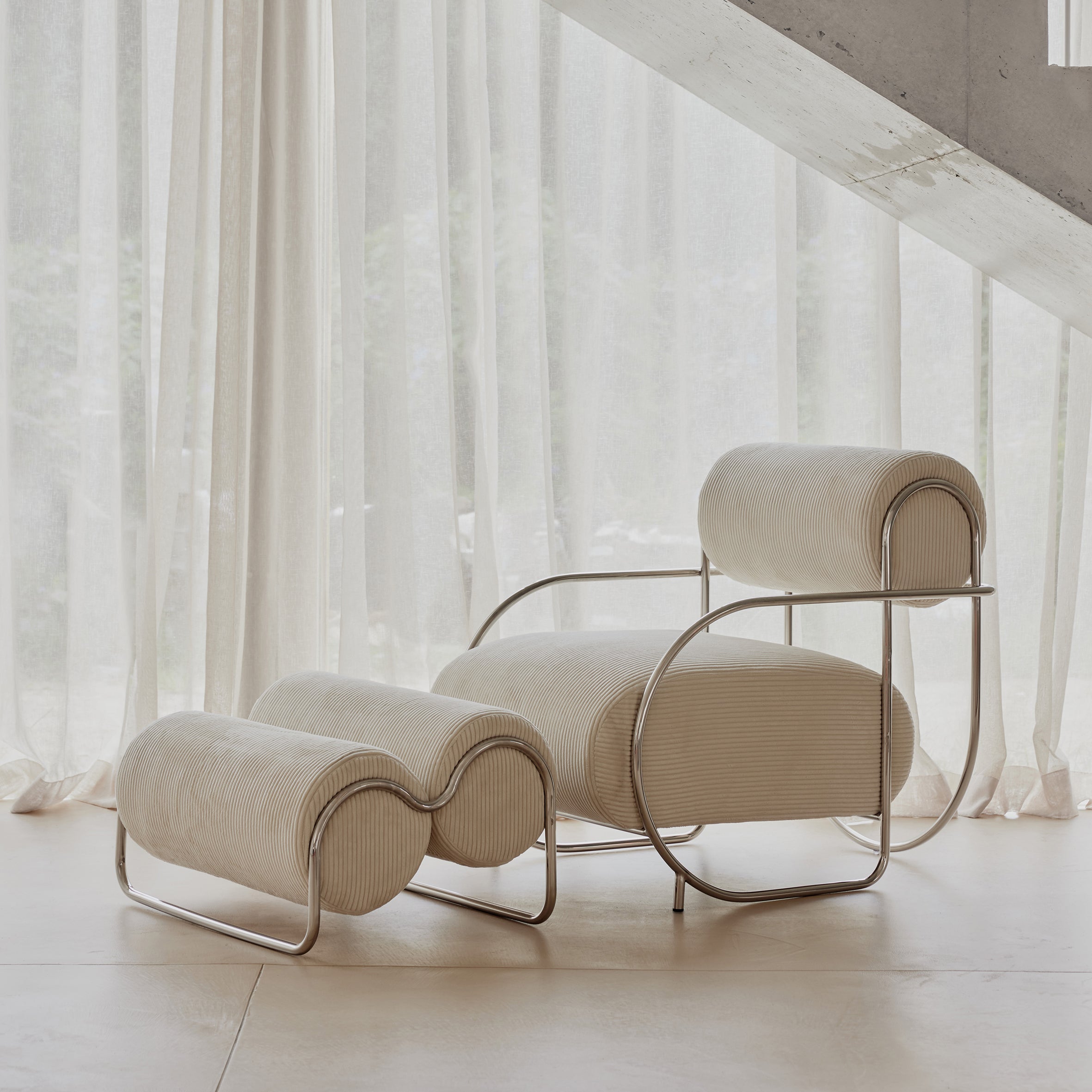Chromeo Armchair & Ottoman - [ Sorrento Moon ]