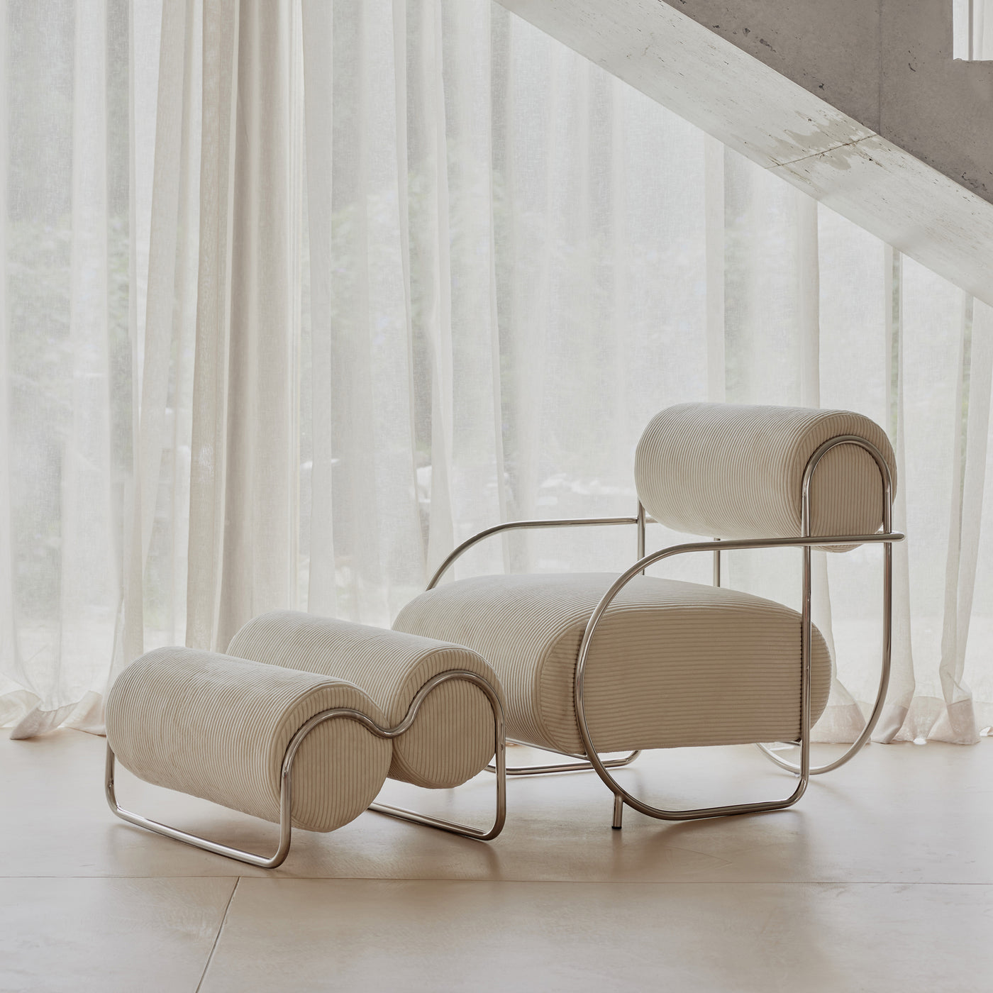 Chromeo Armchair & Ottoman - [ Sorrento Moon ]