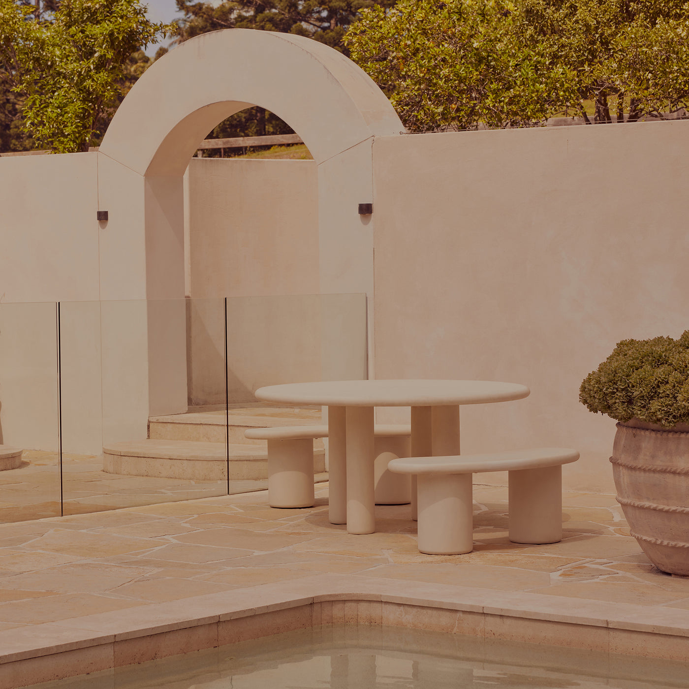 Earth Outdoor Dining Table - [ Concrete Husk ]