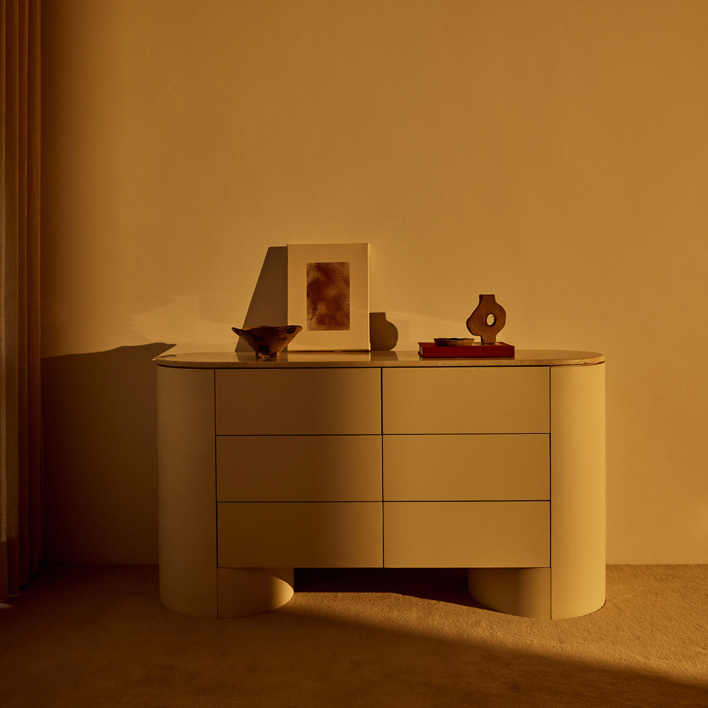 Fin 6 Drawer Dresser - [ Tofu & Marble Cosmos Crema ]