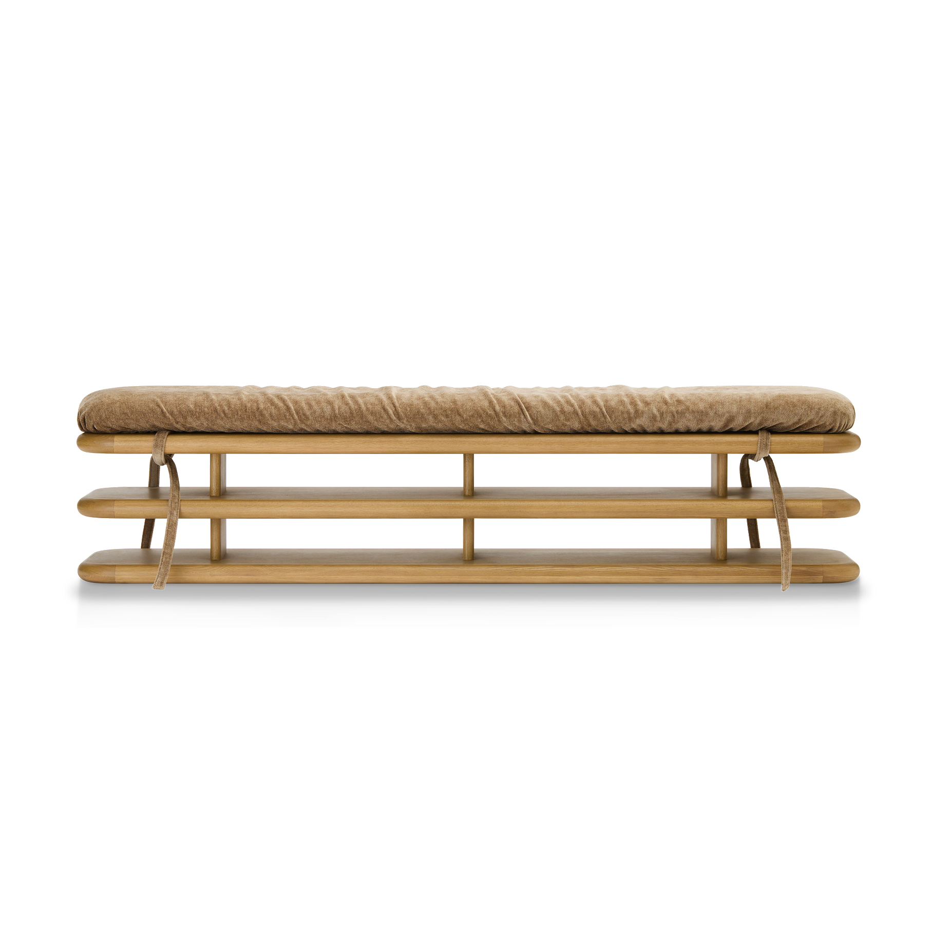 Plinto Bench with cushion - [ Oak & Amalfi Tabacco ]