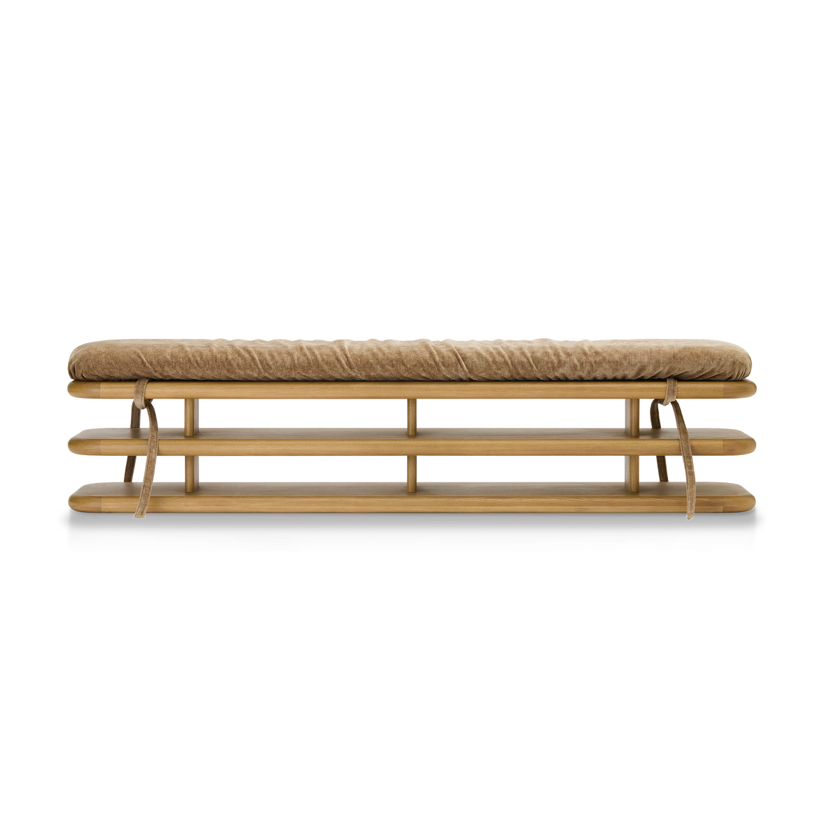 Plinto Bench with cushion - [ Oak & Amalfi Tabacco ]