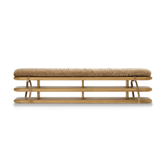 Plinto Bench with cushion - [ Oak & Amalfi Tabacco ]